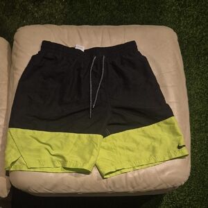 Nike Black And Green Athletic Swimtrunks